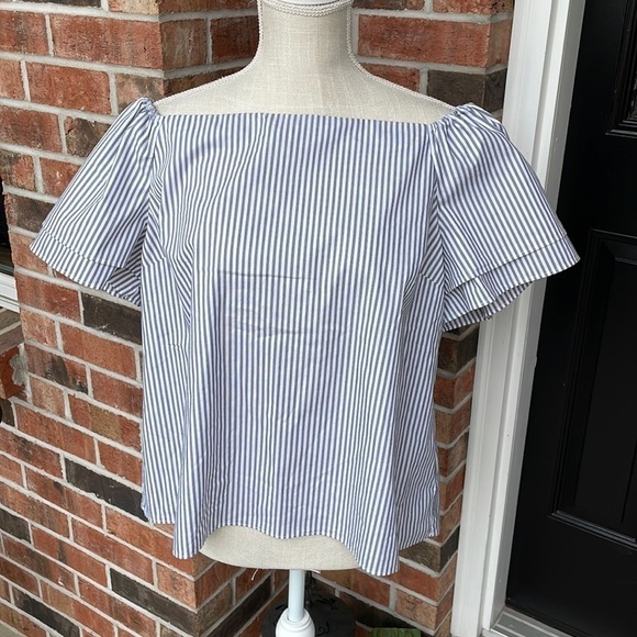 Apt.9 Off The Shoulder Stripe Cottage‎ Core Top - Picture 1 of 6